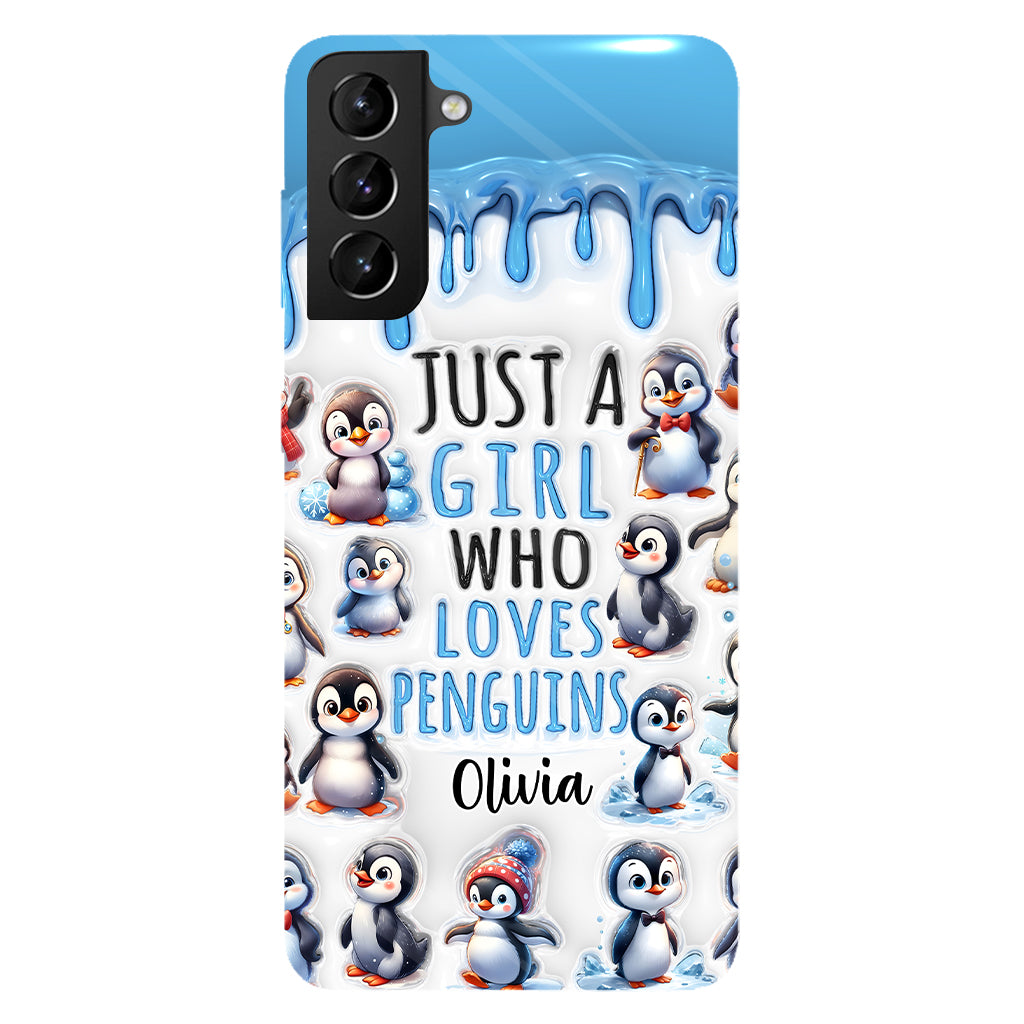 Juste une fille qui aime les pingouins - Coque de téléphone personnalisée avec impression intégrale « Amoureuse des pingouins »