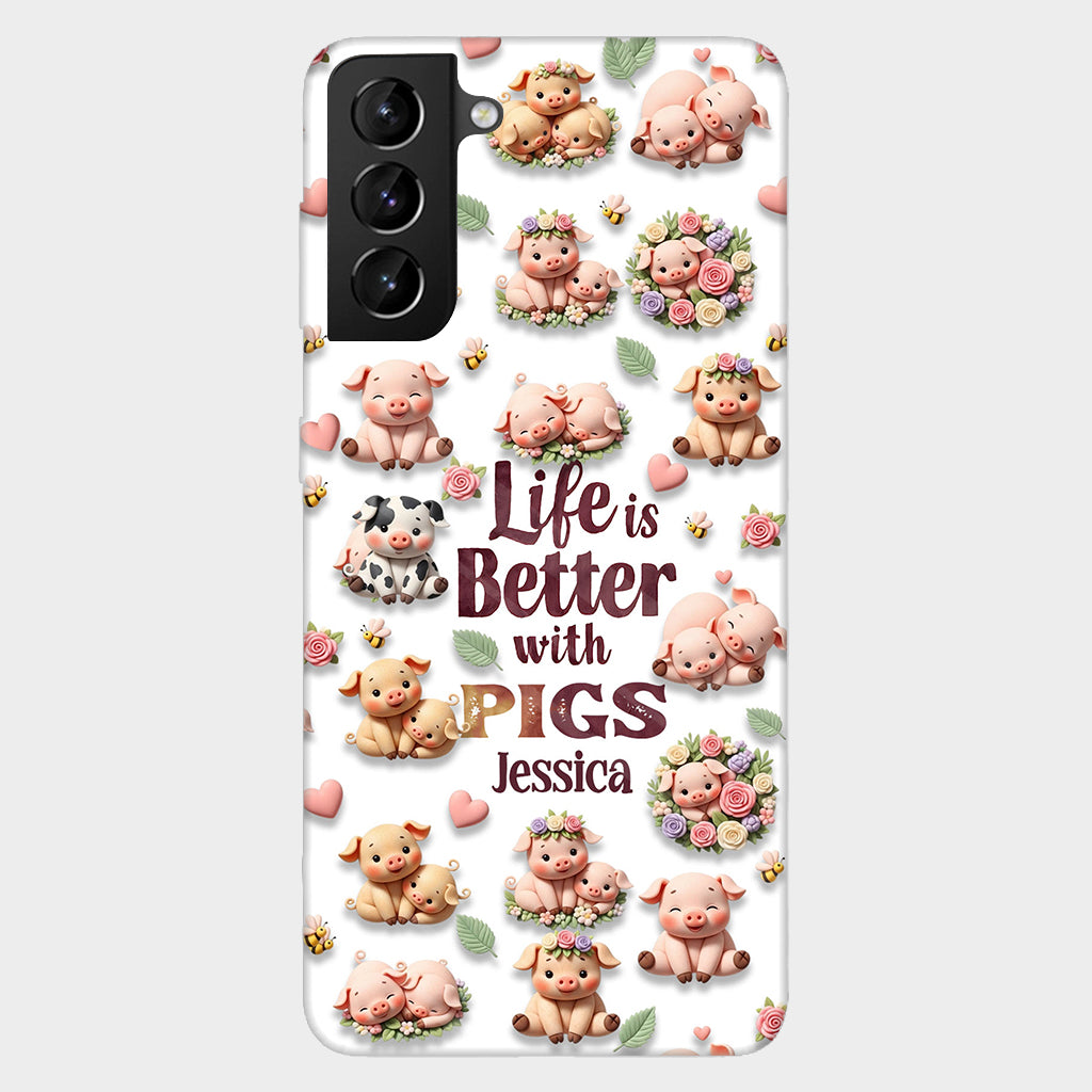 Einfach ein Mädchen, das Schweine liebt – Personalisierte Handyhülle mit Schweinemotiv