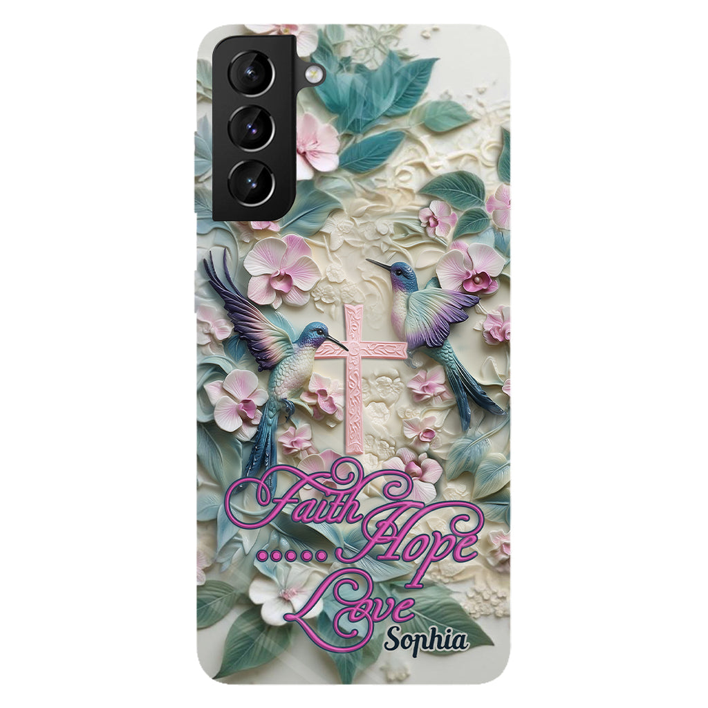 Foi, Espérance, Amour - Coque de téléphone personnalisée avec colibri - Impression intégrale