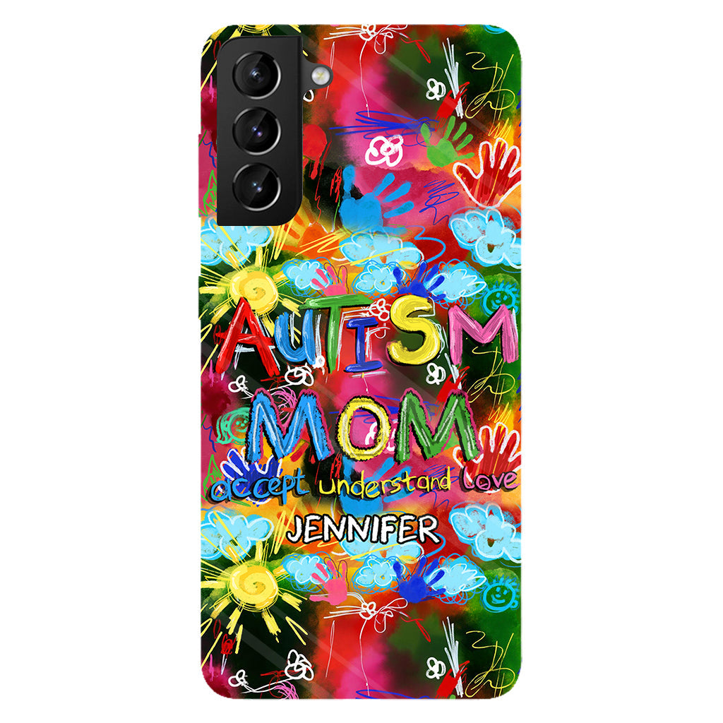 Maman d'un enfant autiste - Coque de téléphone personnalisée avec impression intégrale pour la sensibilisation à l'autisme