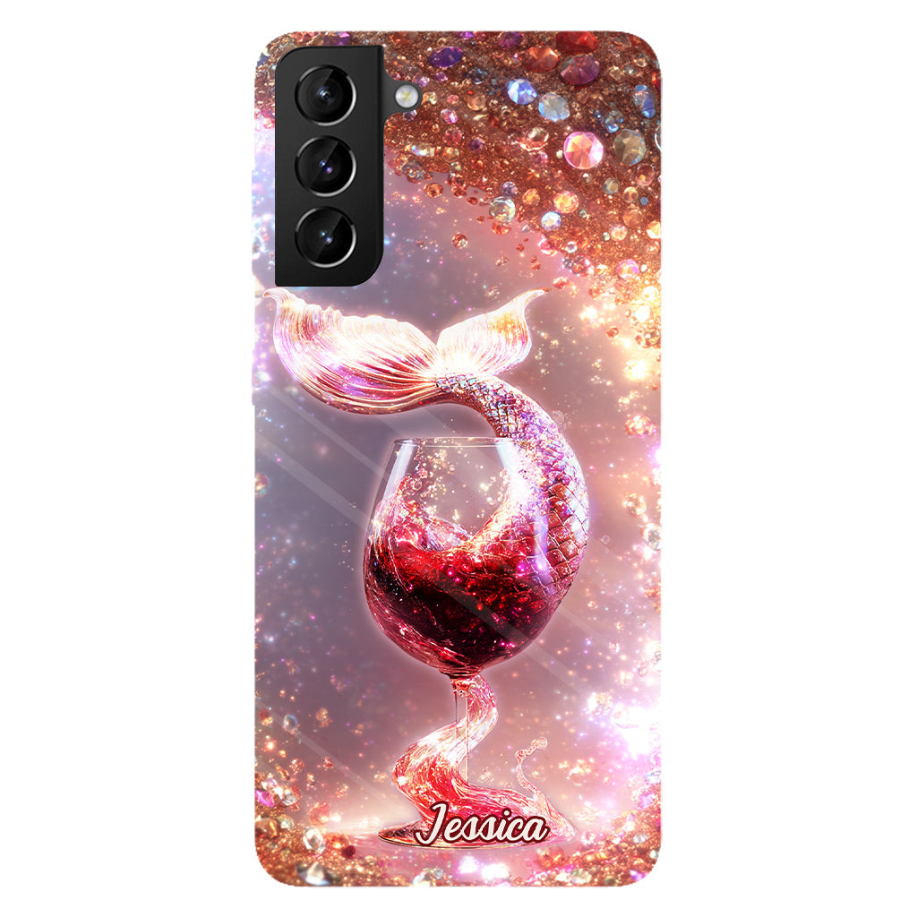 Je bois comme un poisson, je suis une sirène - Coque de téléphone personnalisée avec impression intégrale sur le thème du vin