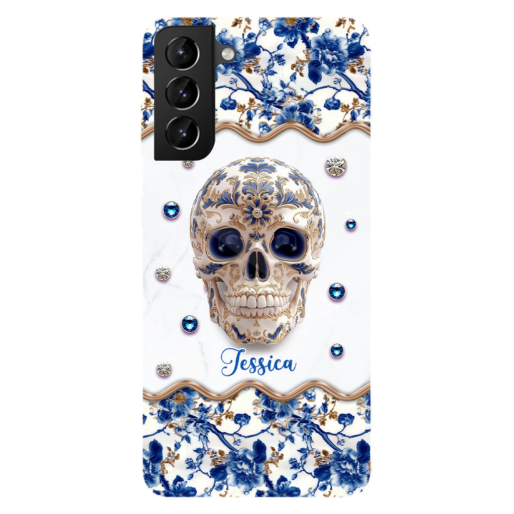 Totenkopf-Toile-de-Jouy – Personalisierte Handyhülle mit Totenkopf-Vollbilddruck