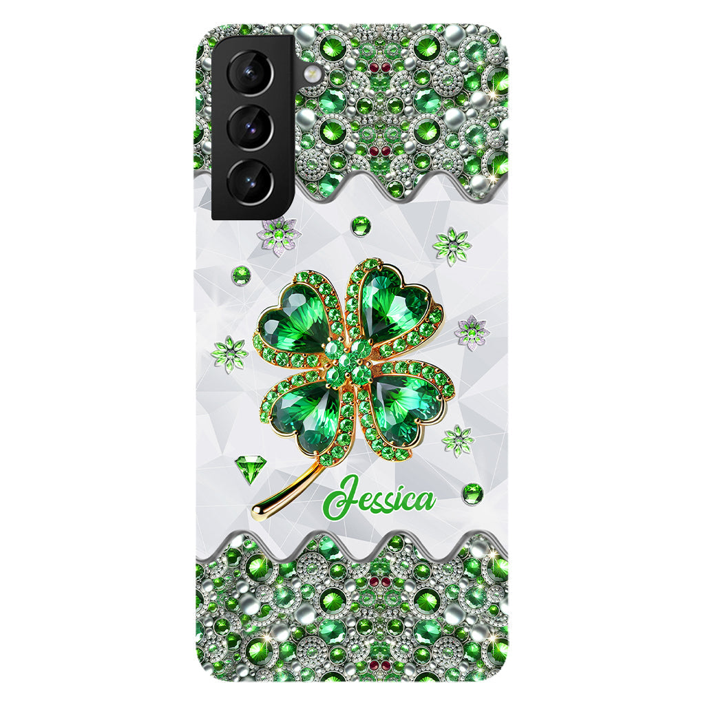 Coque de téléphone personnalisée avec trèfle à quatre feuilles porte-bonheur pour la Saint-Patrick - Impression intégrale