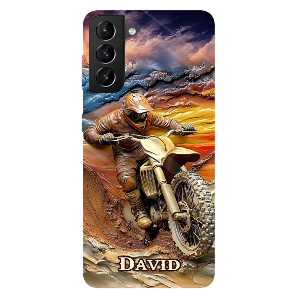 Né pour rouler - Coque de téléphone personnalisée avec impression intégrale de moto cross