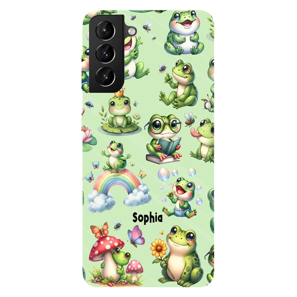 Einfach ein Mädchen, das Frösche liebt – Personalisierte Handyhülle mit Frosch-Vollbilddruck