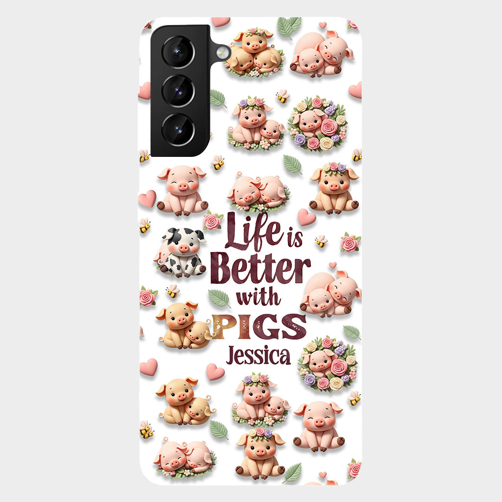 Einfach ein Mädchen, das Schweine liebt – Personalisierte Handyhülle mit Schweinemotiv