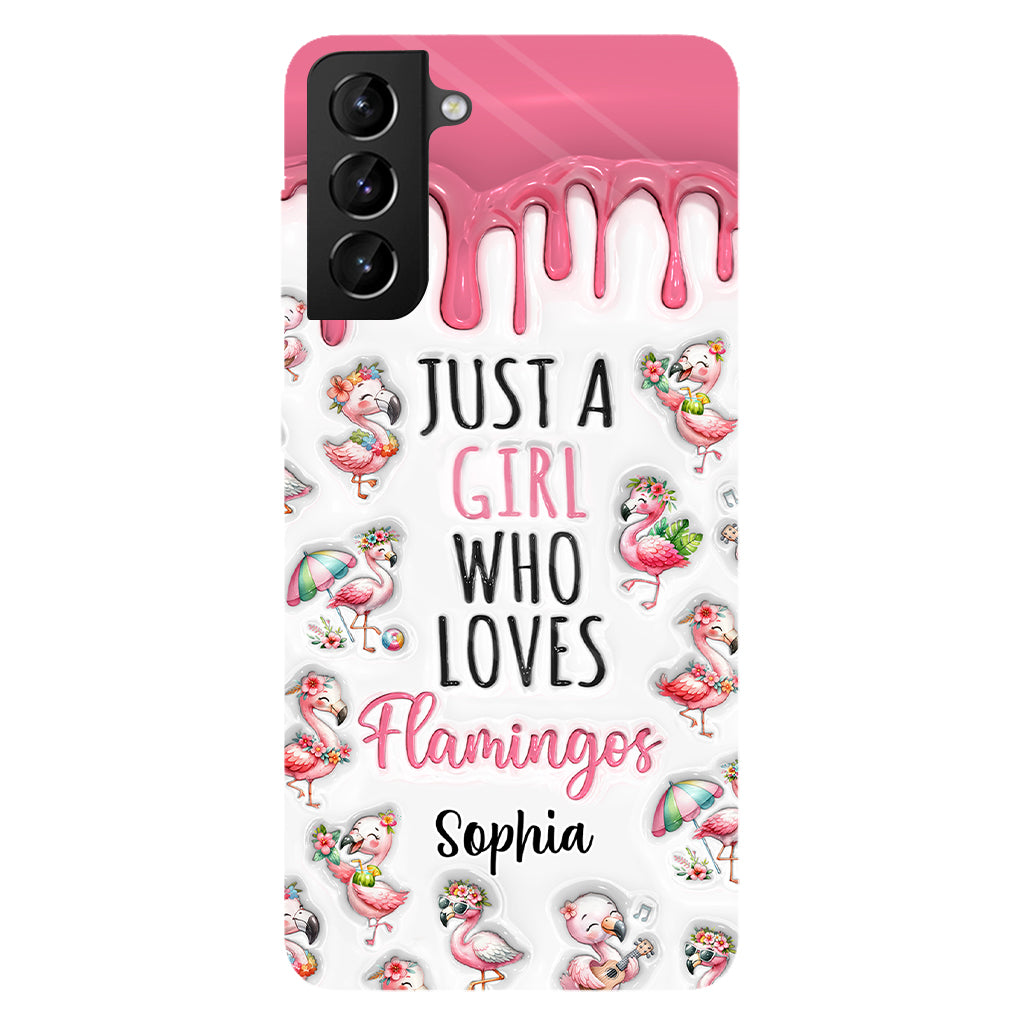 Juste une fille qui aime les flamants roses - Coque de téléphone personnalisée avec imprimé flamant rose