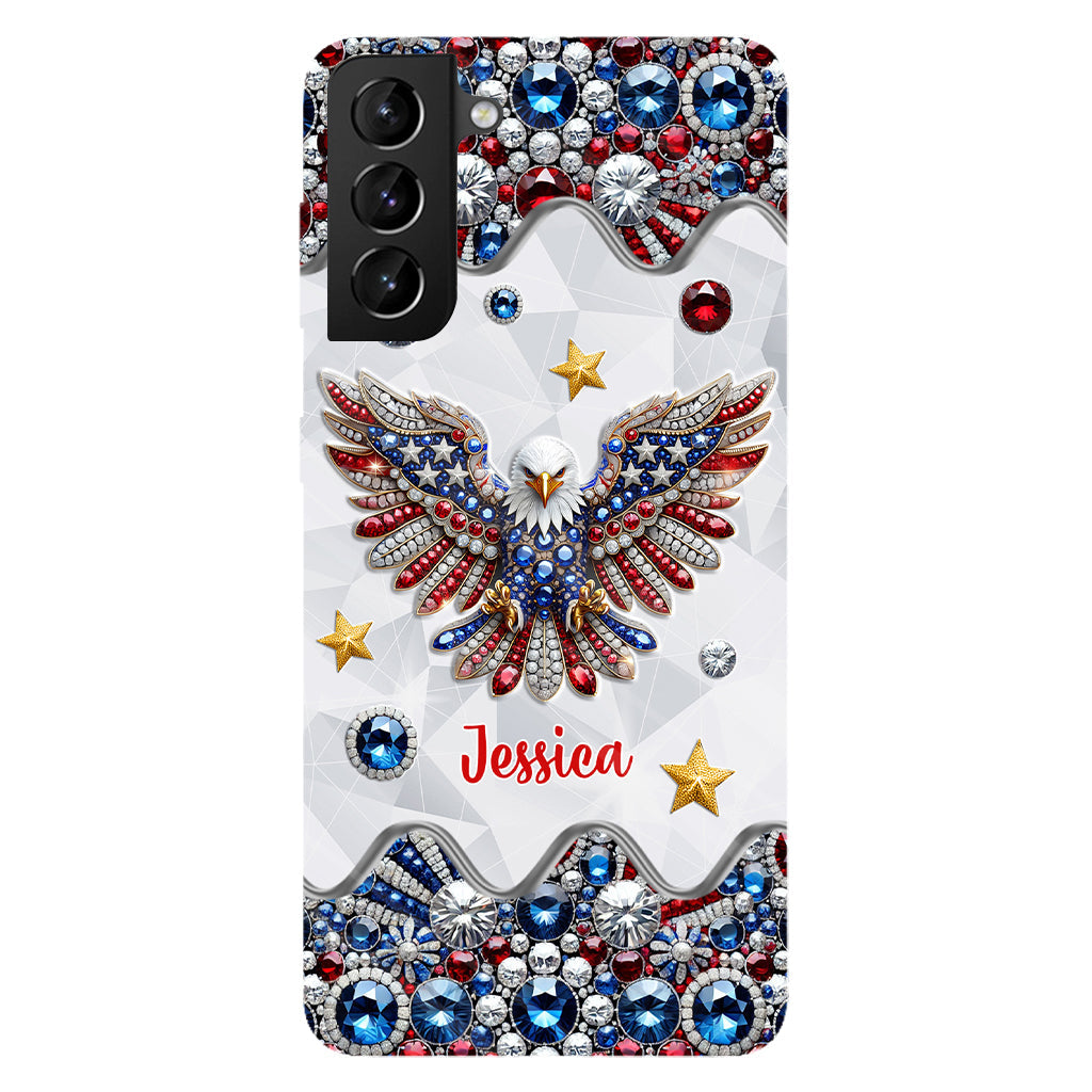 Patriotischer Adler – Personalisierte Handyhülle mit Weißkopfseeadler-Vollbild