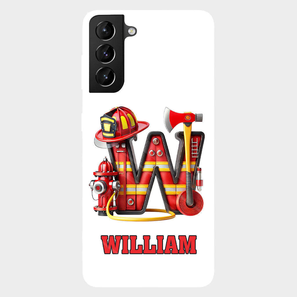 Étui de téléphone personnalisé avec motif pompier Alphabet - Coque de téléphone imprimée intégrale