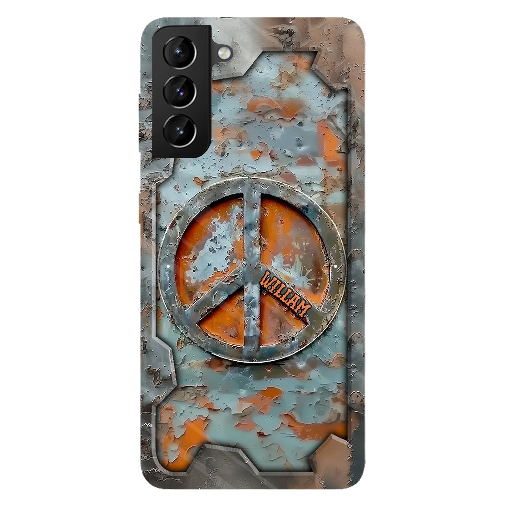 Liebe und Frieden – Personalisierte Handyhülle im Hippie-Stil mit Vollprint
