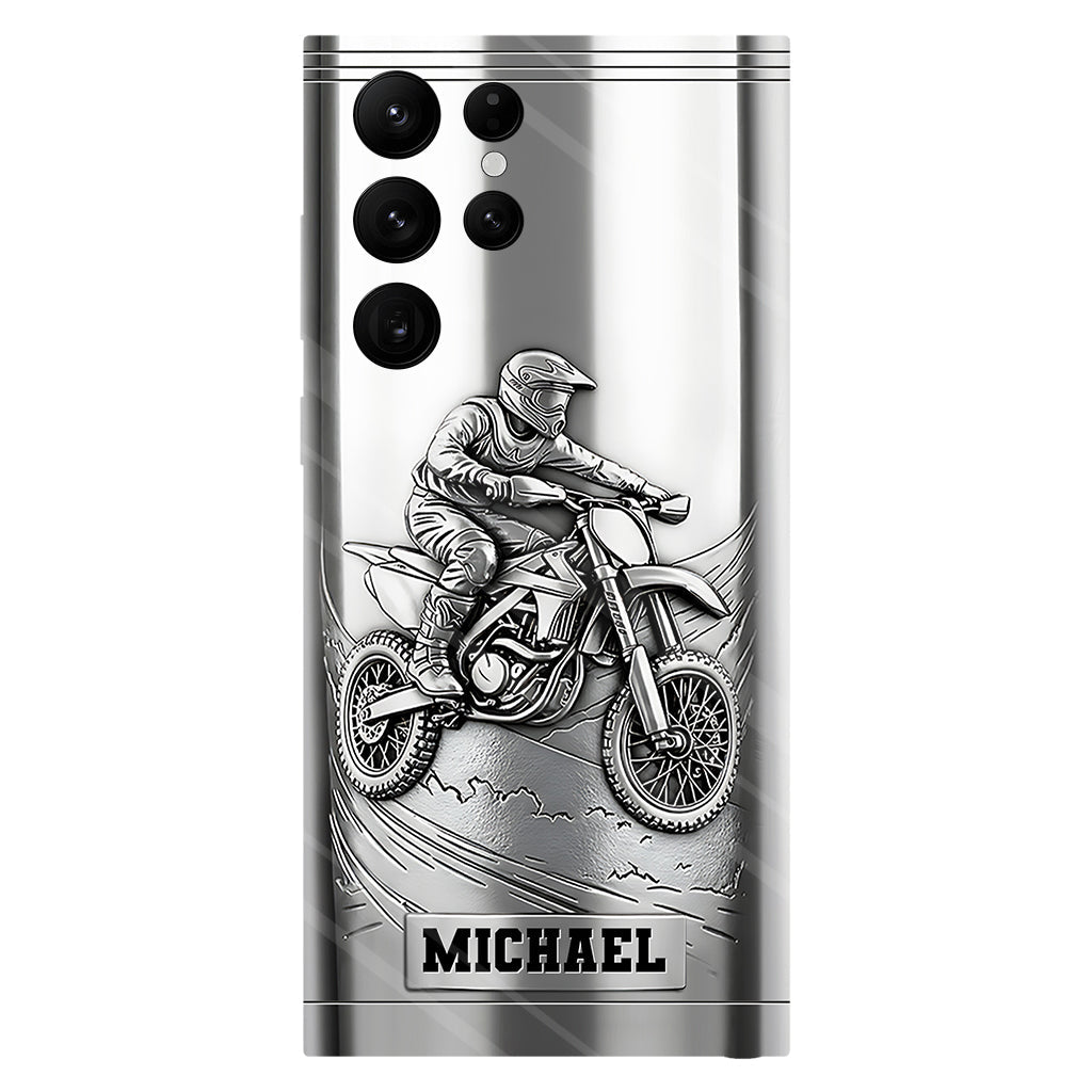 Handyhülle mit Metallic-Motiv (Dirtbike/Motocross) – Personalisierte Dirtbike-Handyhülle mit Vollbilddruck