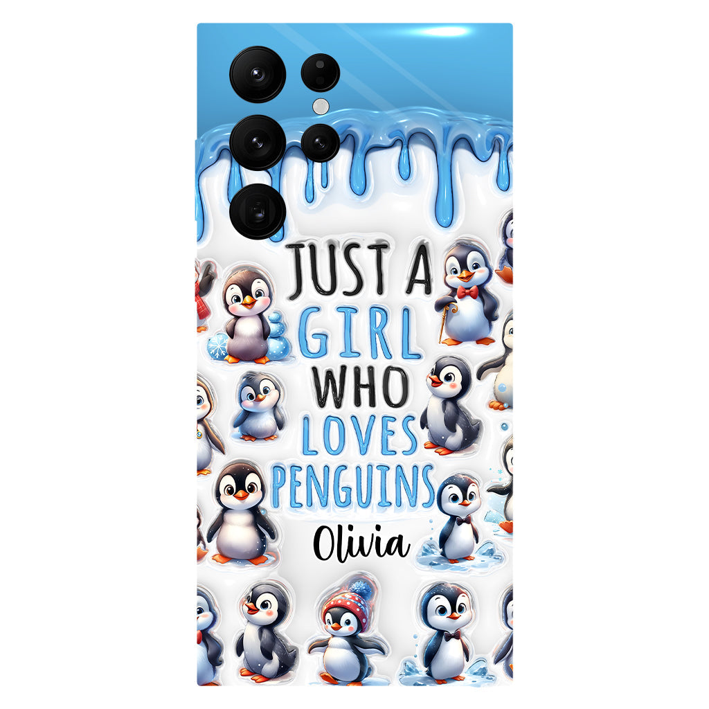 Juste une fille qui aime les pingouins - Coque de téléphone personnalisée avec impression intégrale « Amoureuse des pingouins »