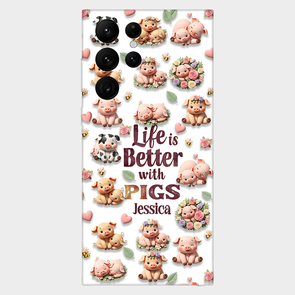Einfach ein Mädchen, das Schweine liebt – Personalisierte Handyhülle mit Schweinemotiv
