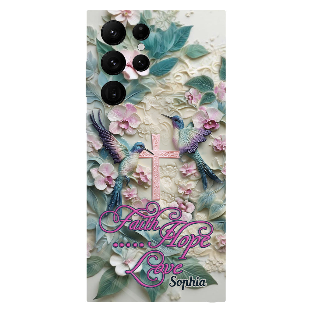 Foi, Espérance, Amour - Coque de téléphone personnalisée avec colibri - Impression intégrale