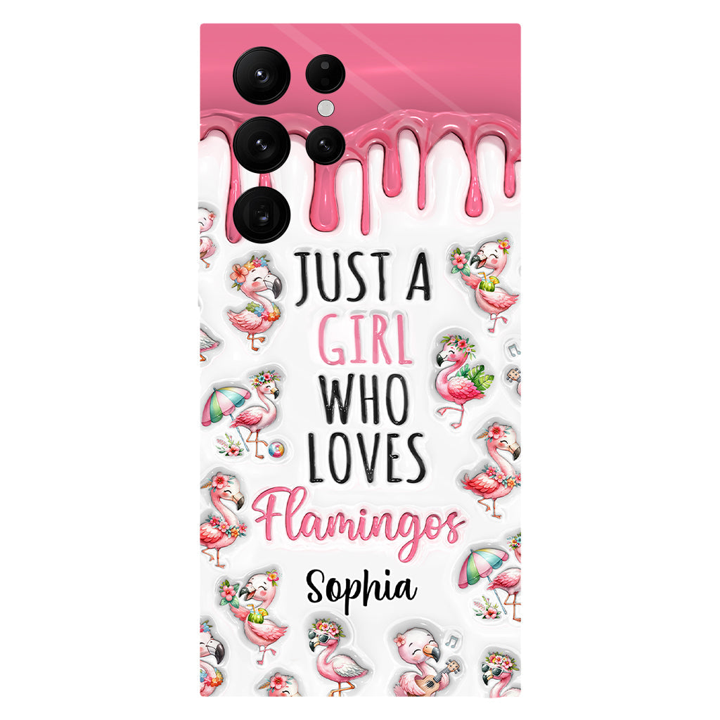 Juste une fille qui aime les flamants roses - Coque de téléphone personnalisée avec imprimé flamant rose
