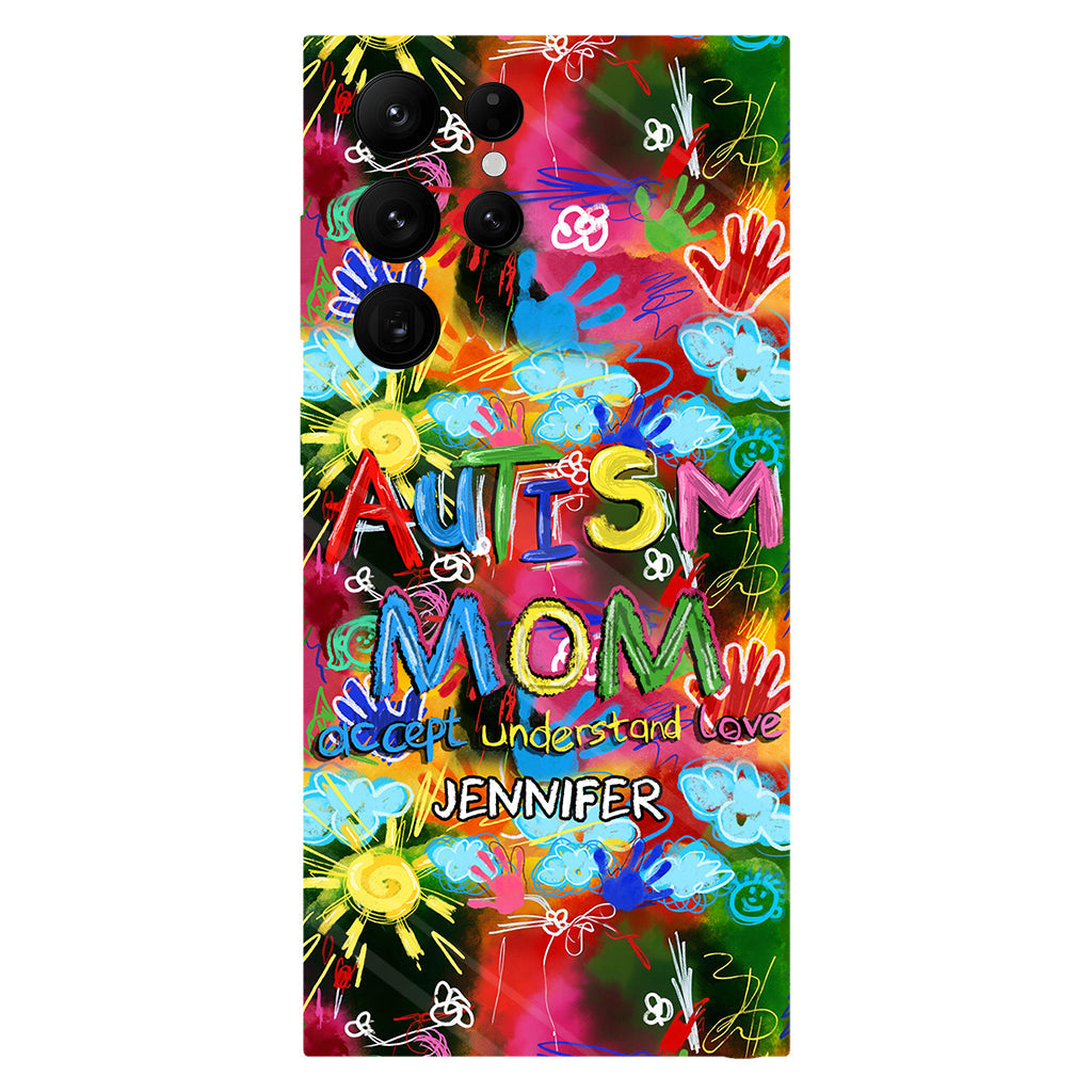 Maman d'un enfant autiste - Coque de téléphone personnalisée avec impression intégrale pour la sensibilisation à l'autisme
