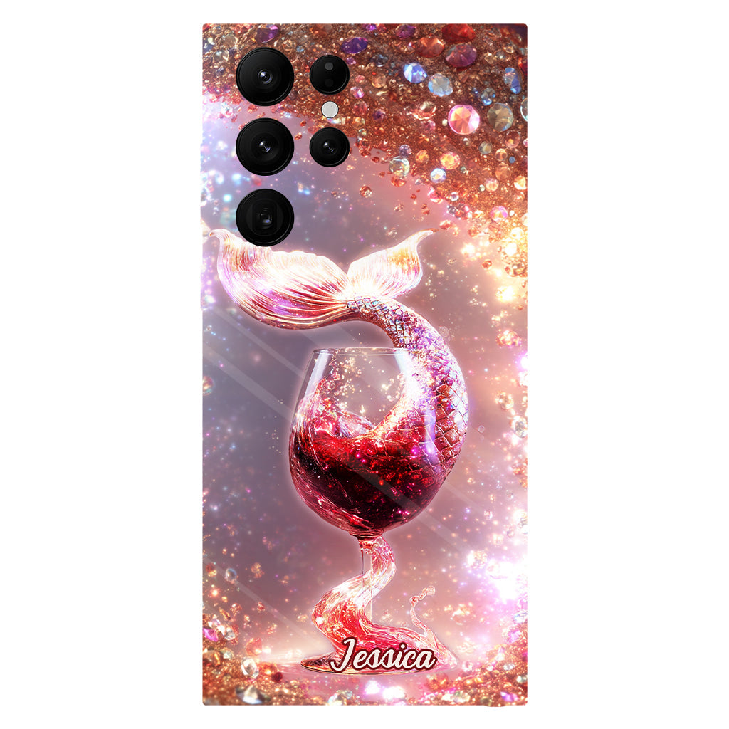 Je bois comme un poisson, je suis une sirène - Coque de téléphone personnalisée avec impression intégrale sur le thème du vin