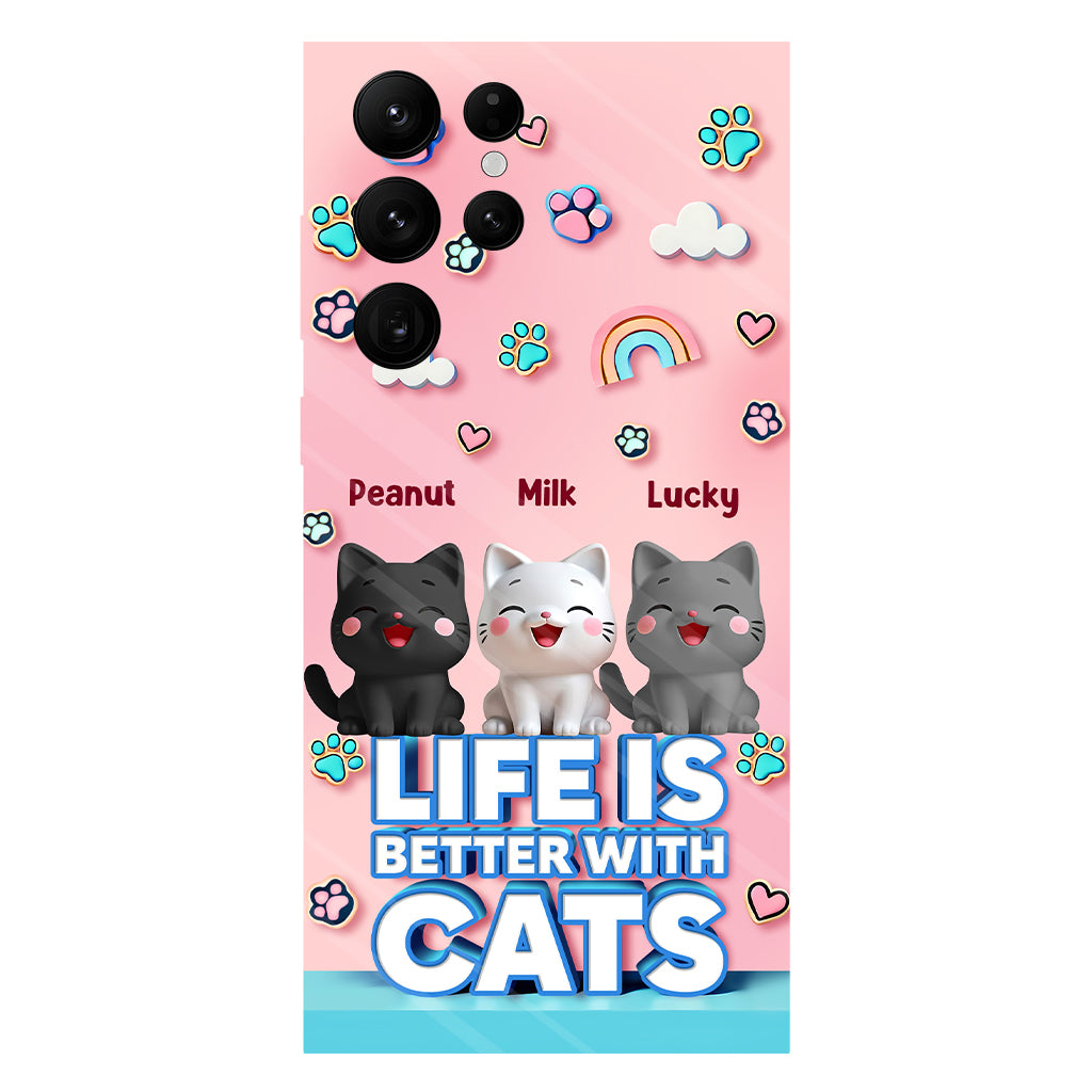 Life Is Better With A Cat - Personalized Cat Full Print Phone Case