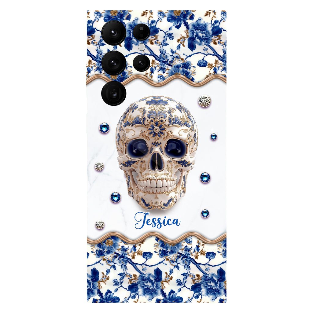 Totenkopf-Toile-de-Jouy – Personalisierte Handyhülle mit Totenkopf-Vollbilddruck