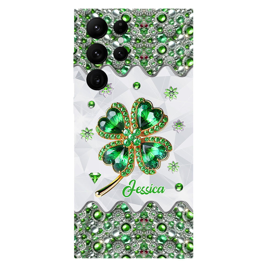 Coque de téléphone personnalisée avec trèfle à quatre feuilles porte-bonheur pour la Saint-Patrick - Impression intégrale