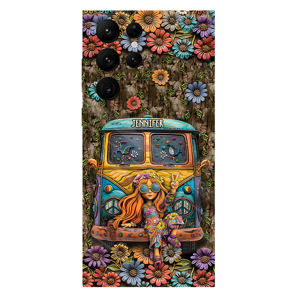 Niedliche Wohnwagen-Handyhülle mit personalisiertem Hippie-Vollbilddruck