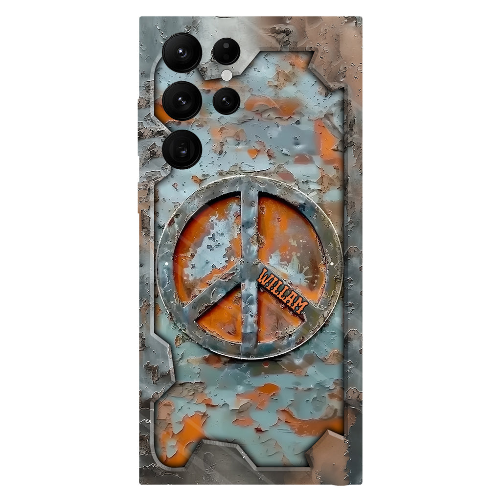 Liebe und Frieden – Personalisierte Handyhülle im Hippie-Stil mit Vollprint