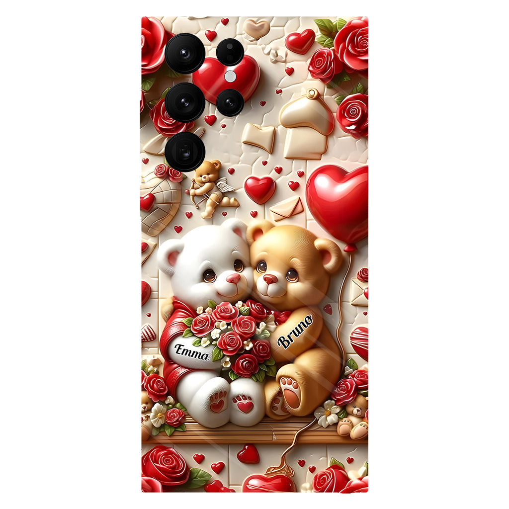 Cute Bear Couple - Personalized Couple Full Print Phone Case