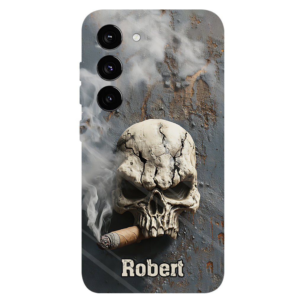 Coque de téléphone personnalisée Skull Cigar - Motif crâne intégral