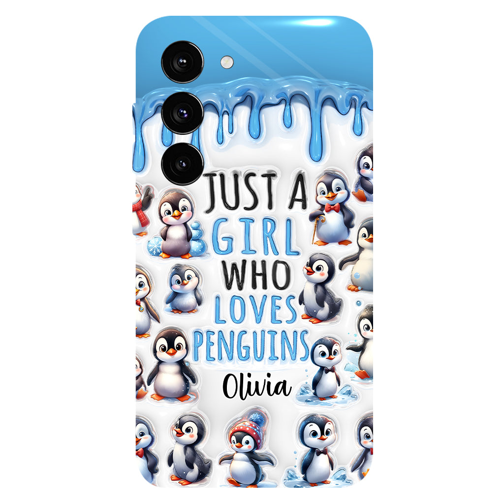Juste une fille qui aime les pingouins - Coque de téléphone personnalisée avec impression intégrale « Amoureuse des pingouins »