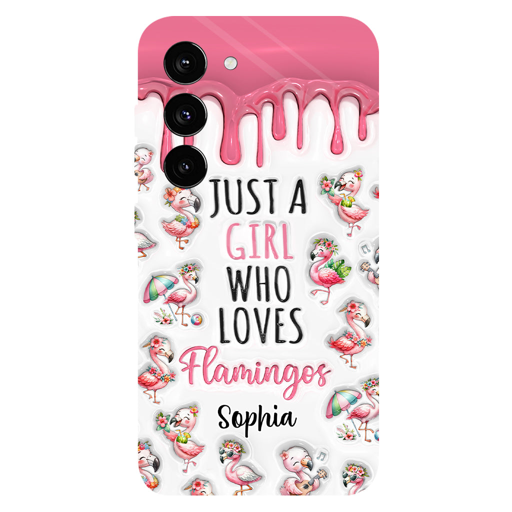 Juste une fille qui aime les flamants roses - Coque de téléphone personnalisée avec imprimé flamant rose