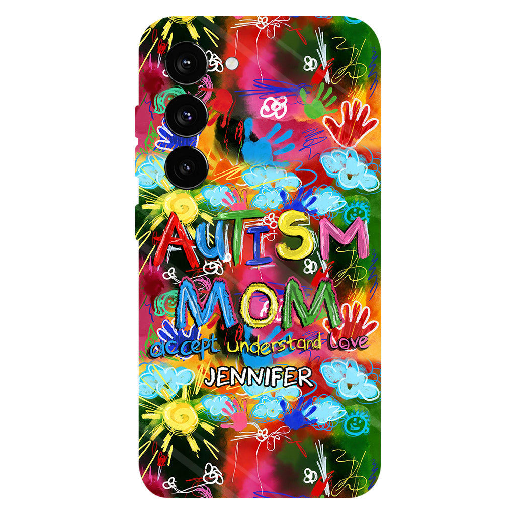 Maman d'un enfant autiste - Coque de téléphone personnalisée avec impression intégrale pour la sensibilisation à l'autisme