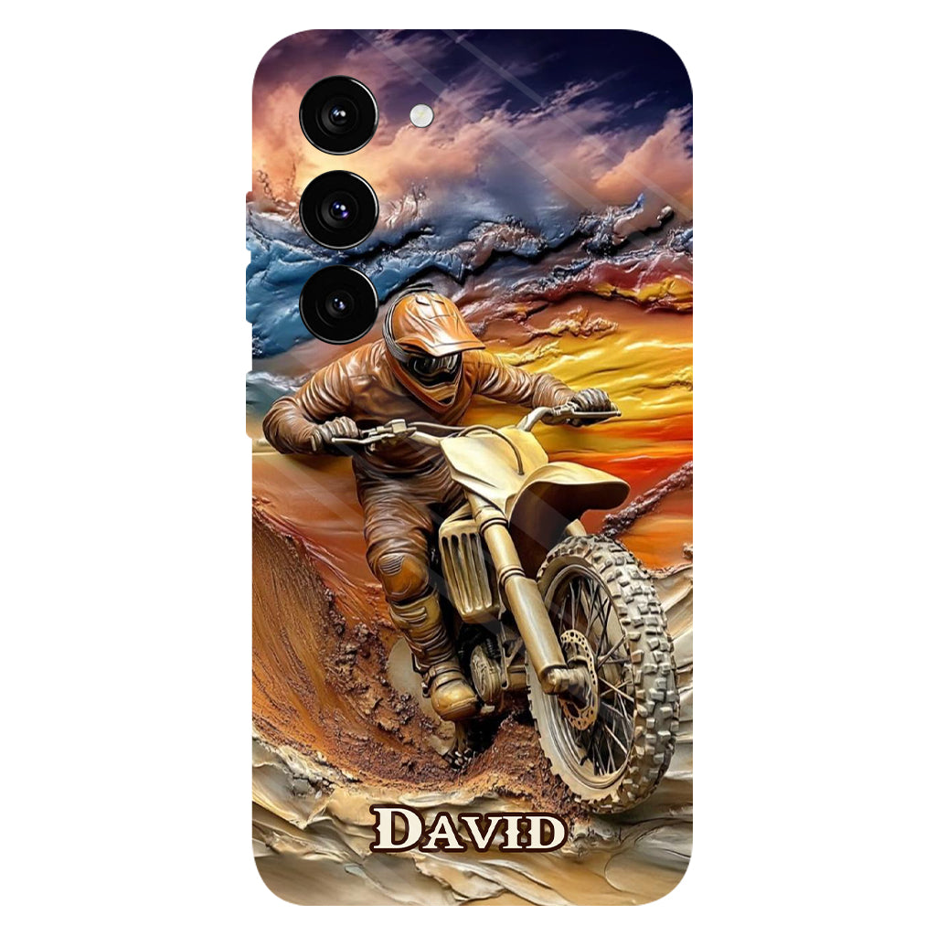 Né pour rouler - Coque de téléphone personnalisée avec impression intégrale de moto cross