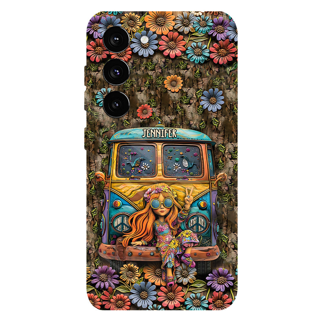 Niedliche Wohnwagen-Handyhülle mit personalisiertem Hippie-Vollbilddruck