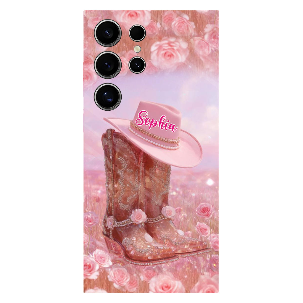 Floral Cowgirl - Personalized Cowgirl Full Print Phone Case & Phone Grip
