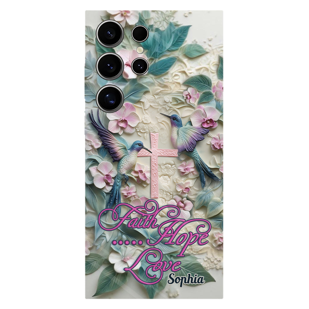 Foi, Espérance, Amour - Coque de téléphone personnalisée avec colibri - Impression intégrale