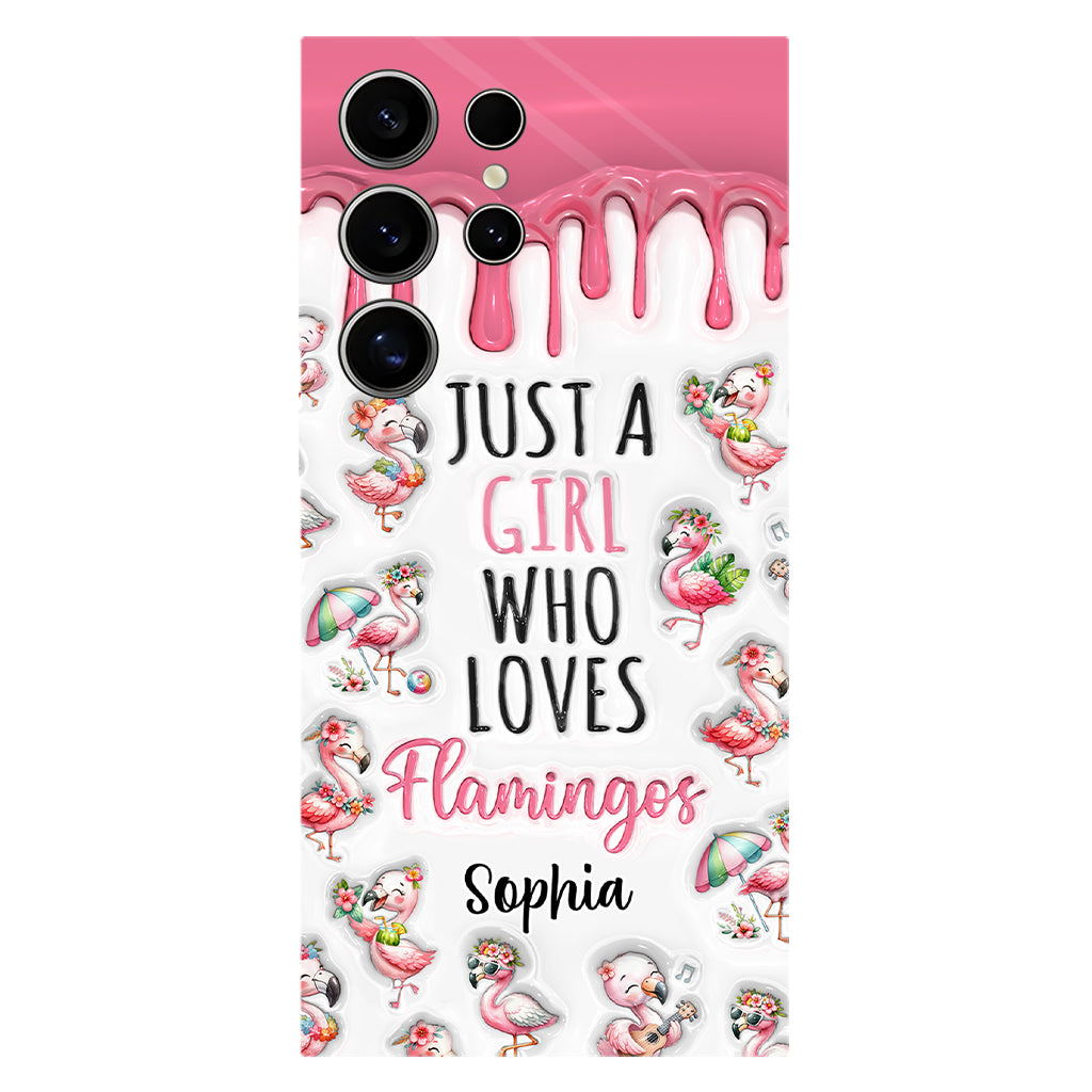 Juste une fille qui aime les flamants roses - Coque de téléphone personnalisée avec imprimé flamant rose