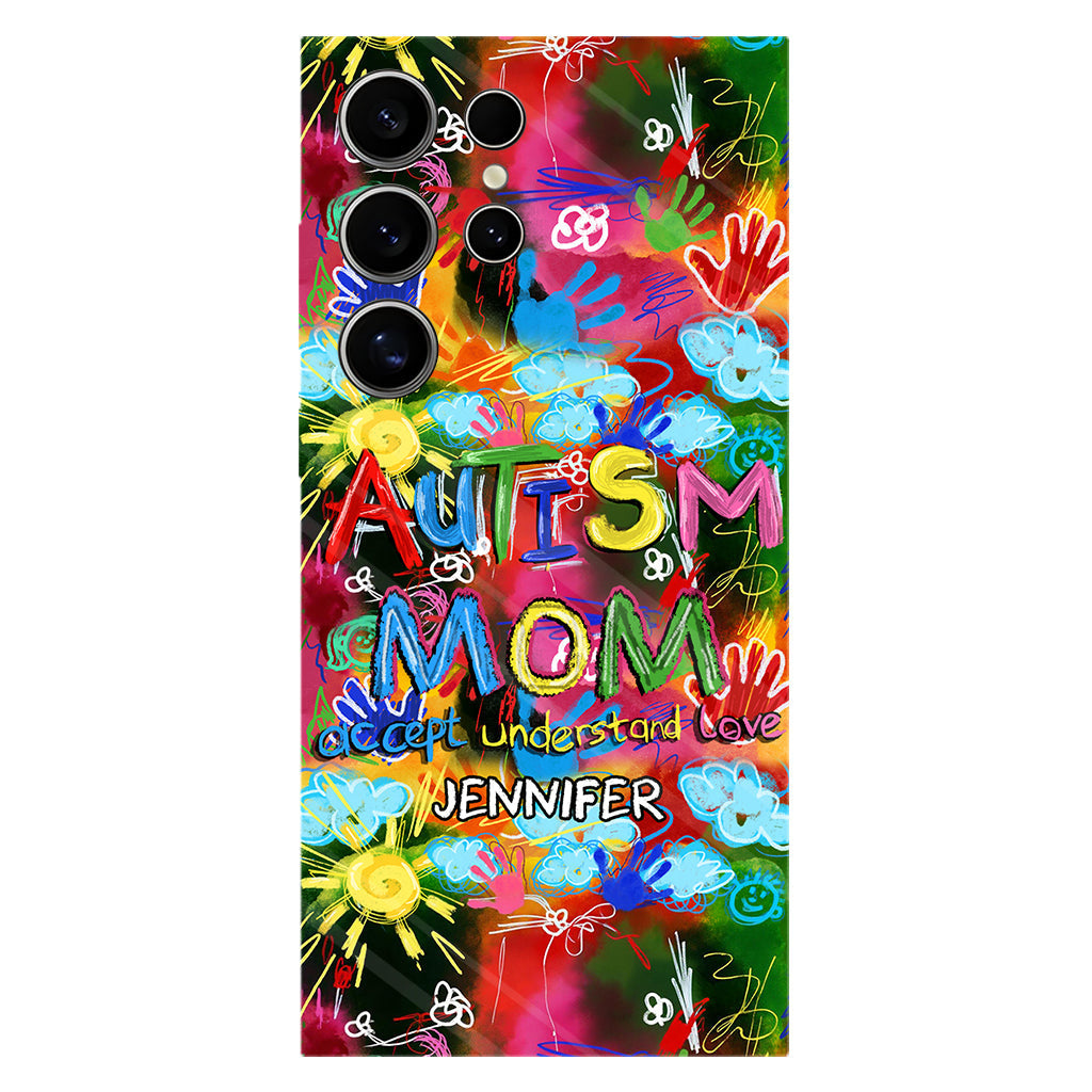 Maman d'un enfant autiste - Coque de téléphone personnalisée avec impression intégrale pour la sensibilisation à l'autisme