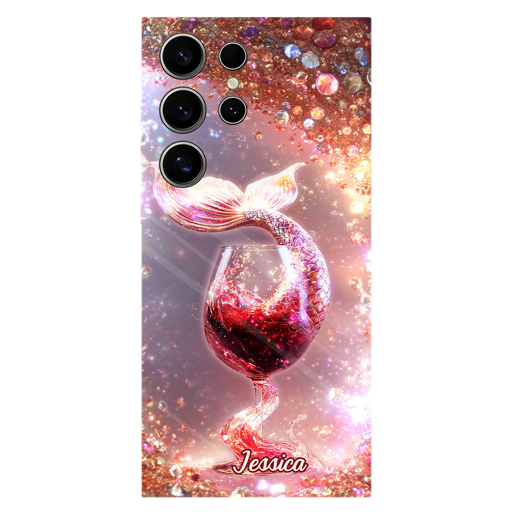 Je bois comme un poisson, je suis une sirène - Coque de téléphone personnalisée avec impression intégrale sur le thème du vin