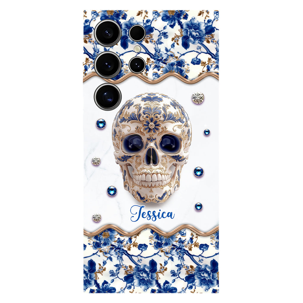 Totenkopf-Toile-de-Jouy – Personalisierte Handyhülle mit Totenkopf-Vollbilddruck