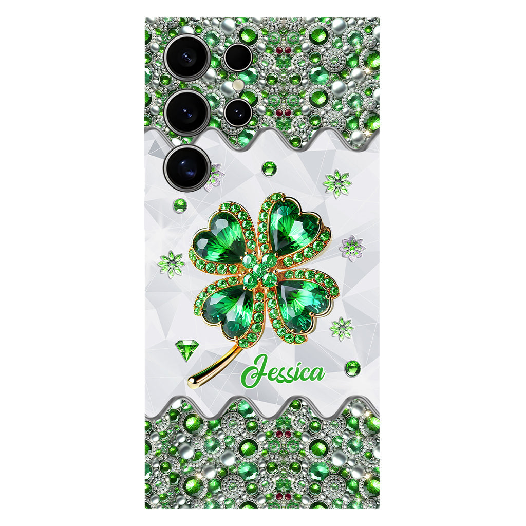 Coque de téléphone personnalisée avec trèfle à quatre feuilles porte-bonheur pour la Saint-Patrick - Impression intégrale