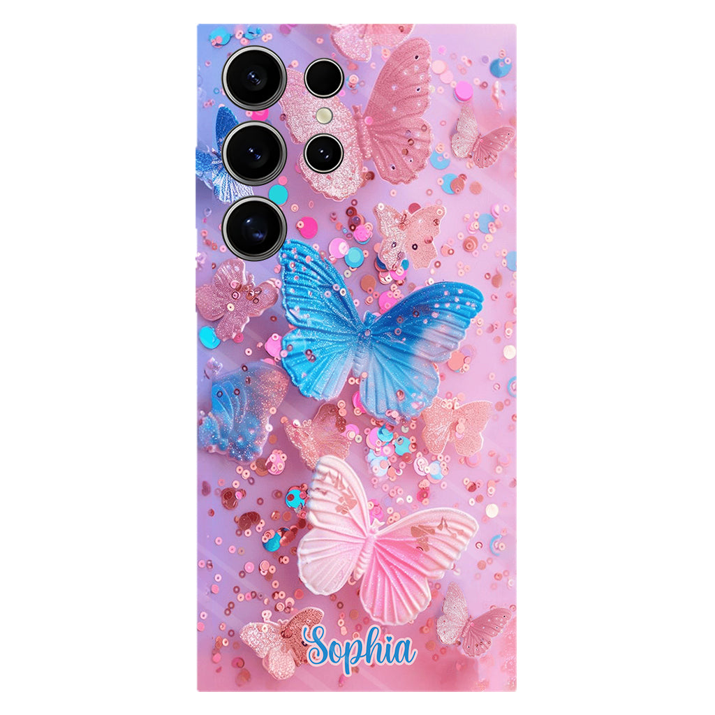 Coque de téléphone personnalisée avec motif papillon scintillant - Papillons scintillants