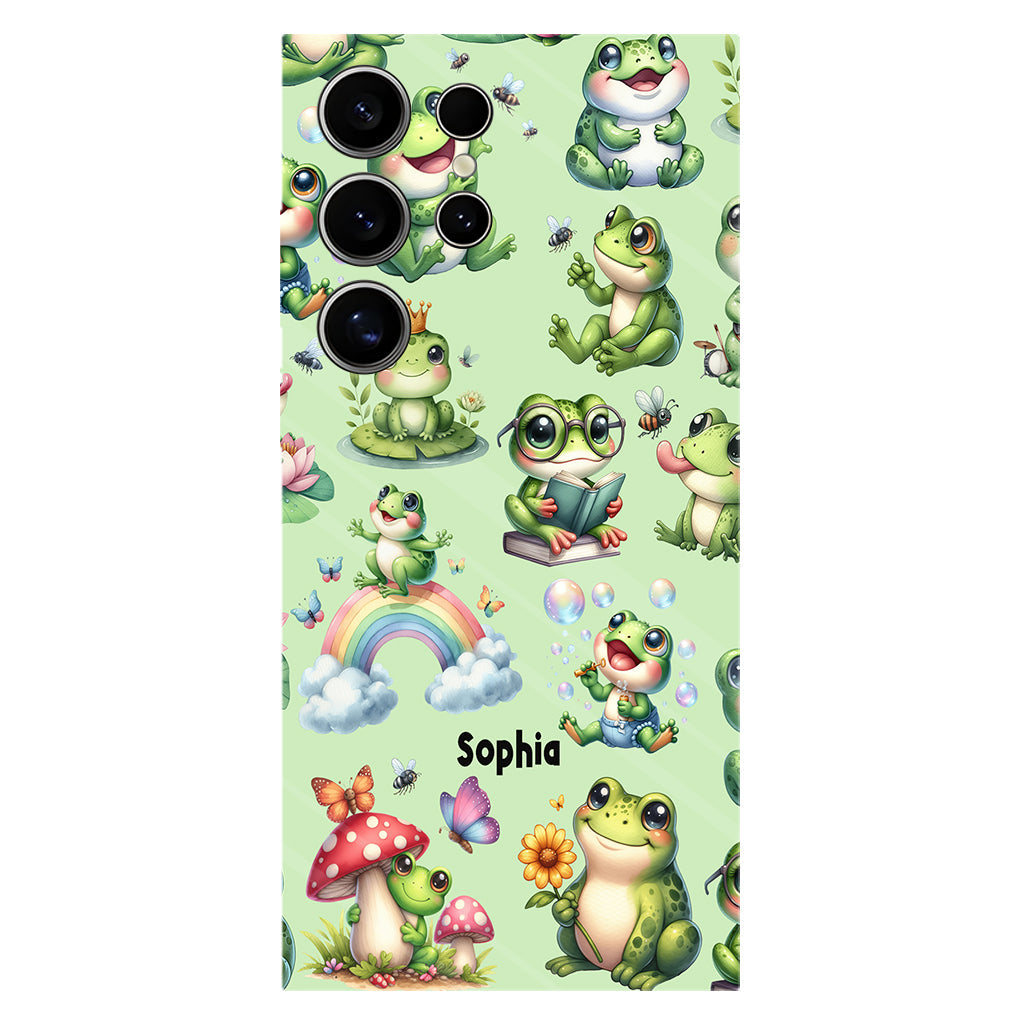 Einfach ein Mädchen, das Frösche liebt – Personalisierte Handyhülle mit Frosch-Vollbilddruck