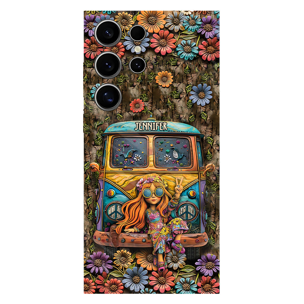 Niedliche Wohnwagen-Handyhülle mit personalisiertem Hippie-Vollbilddruck
