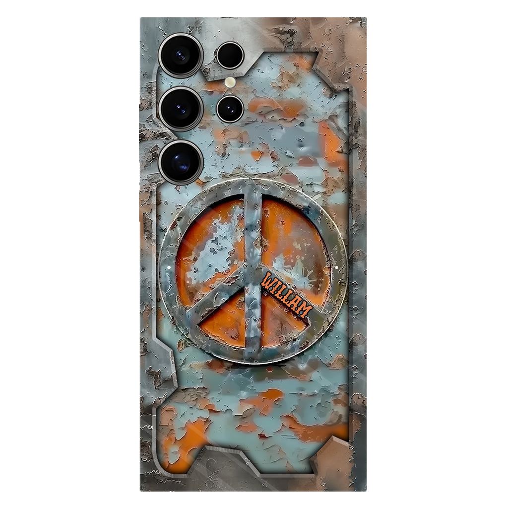 Liebe und Frieden – Personalisierte Handyhülle im Hippie-Stil mit Vollprint