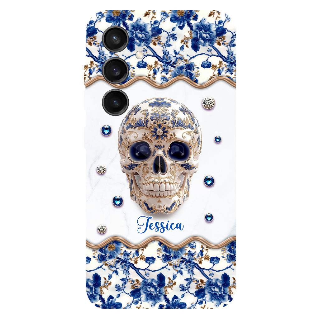 Totenkopf-Toile-de-Jouy – Personalisierte Handyhülle mit Totenkopf-Vollbilddruck