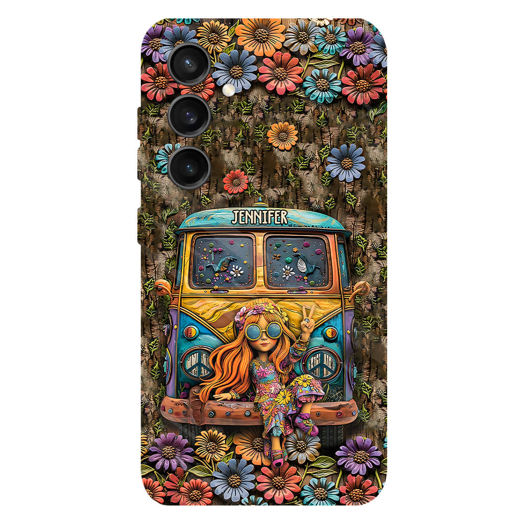 Niedliche Wohnwagen-Handyhülle mit personalisiertem Hippie-Vollbilddruck