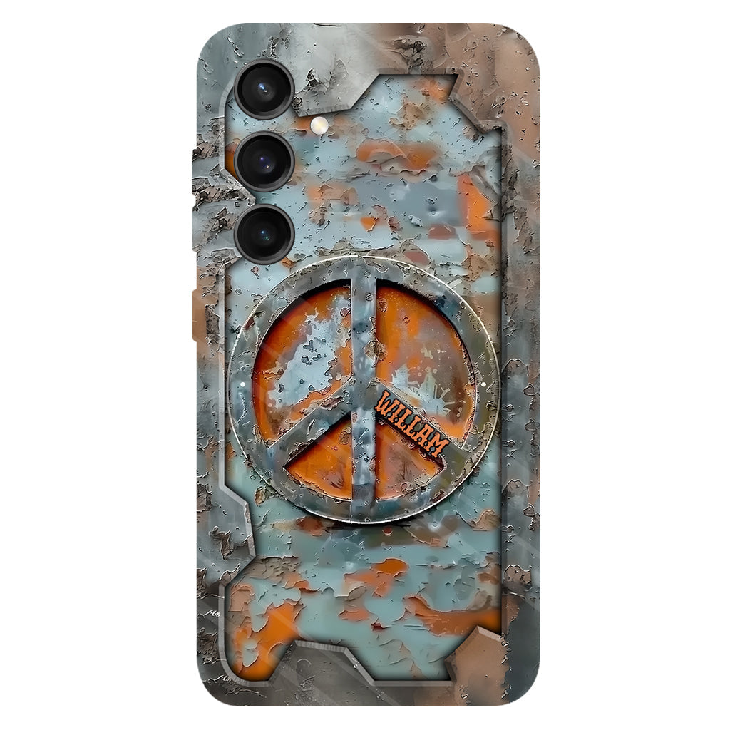 Liebe und Frieden – Personalisierte Handyhülle im Hippie-Stil mit Vollprint