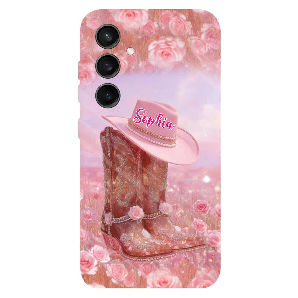 Floral Cowgirl - Personalized Cowgirl Full Print Phone Case & Phone Grip