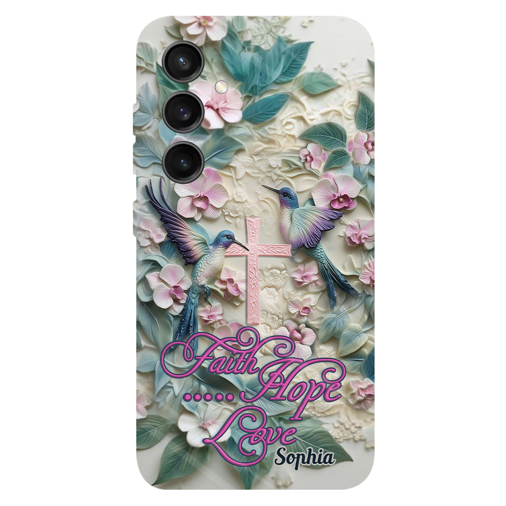 Foi, Espérance, Amour - Coque de téléphone personnalisée avec colibri - Impression intégrale