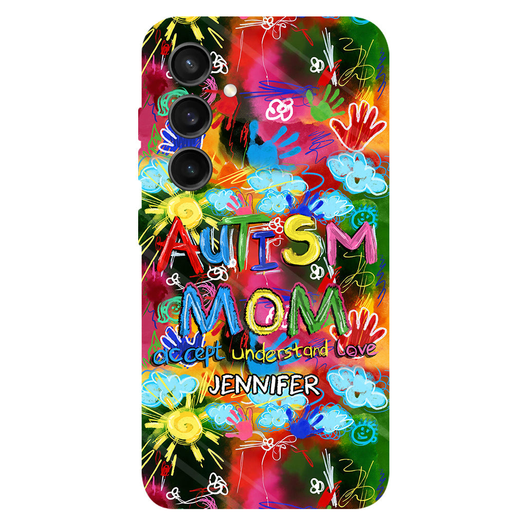 Maman d'un enfant autiste - Coque de téléphone personnalisée avec impression intégrale pour la sensibilisation à l'autisme
